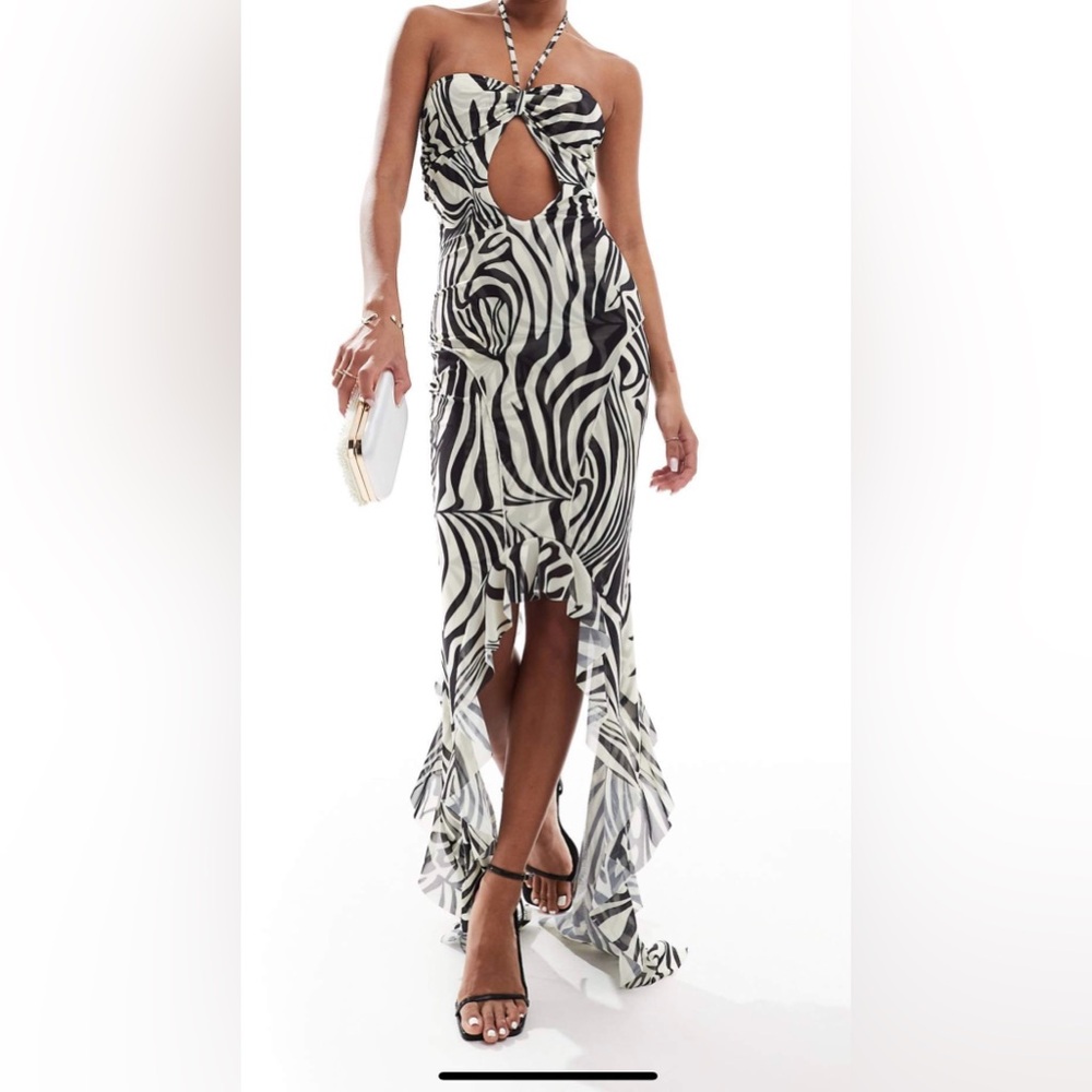 Murci Elegant Zebra Print Maxi Dress